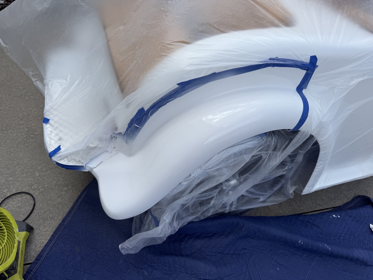 Freshly refinished marine body panel